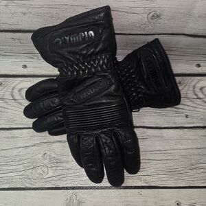 Olympia Kevlar Wind-Tex Black Leather Motorcycle Gloves Size S Waterproof